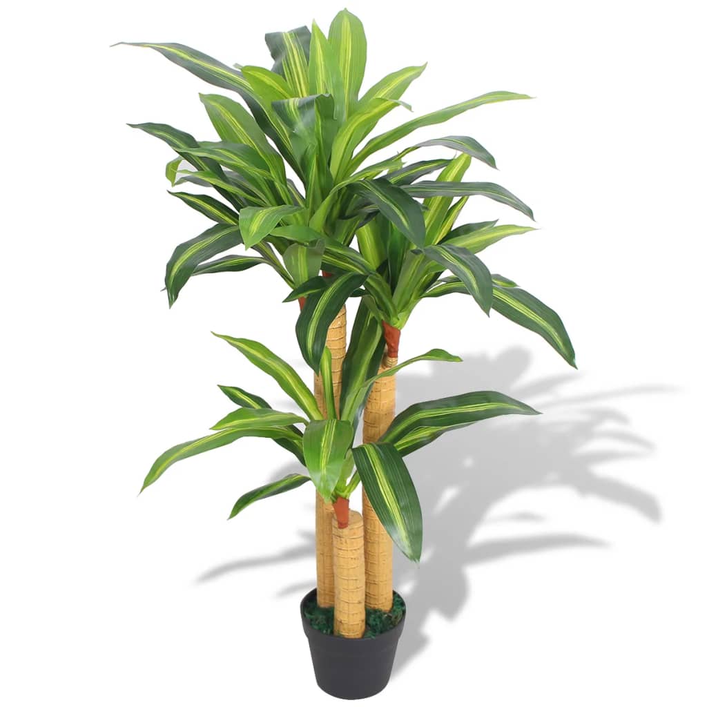 vidaXL Artificial Dracaena Plant with Pot 39.4" Green