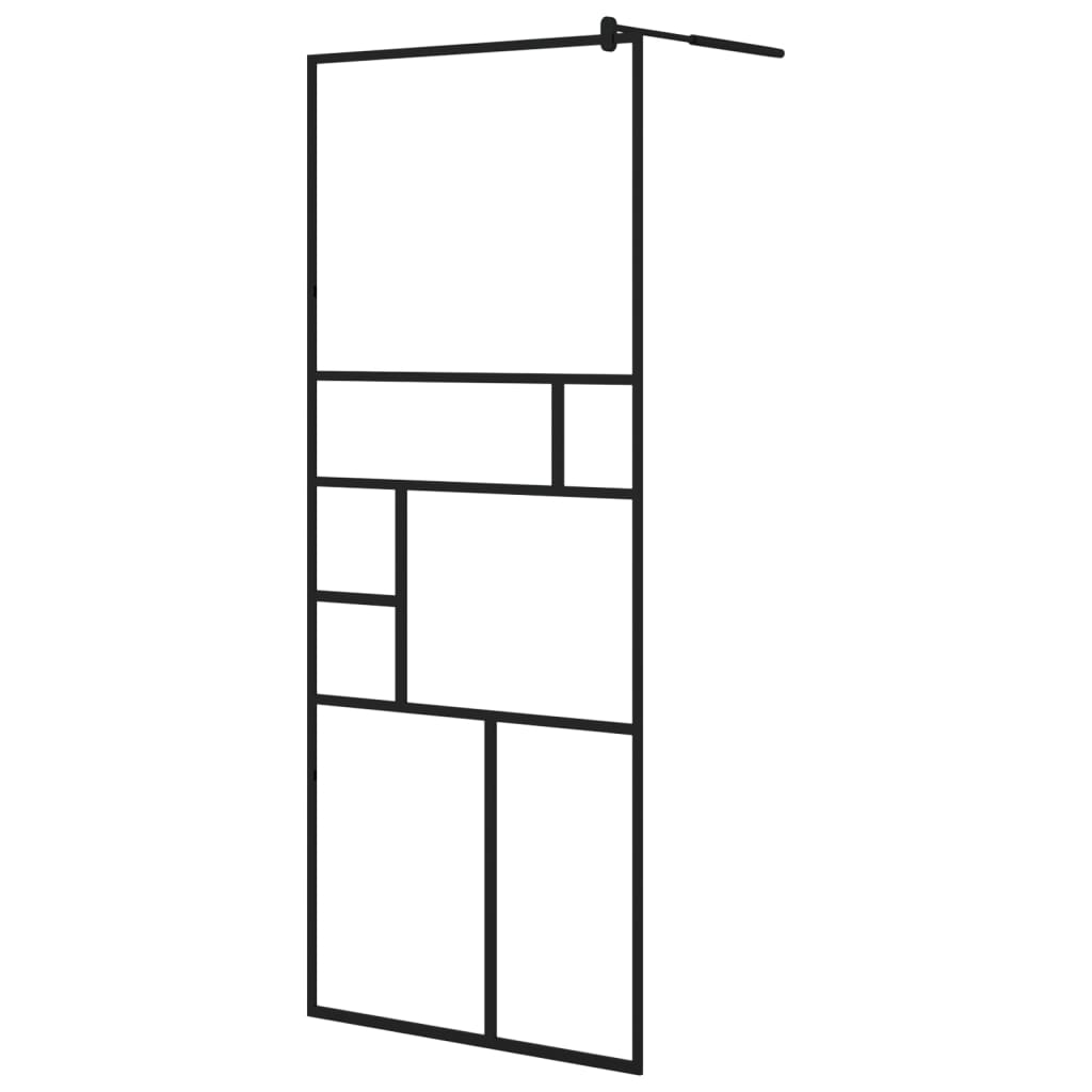 vidaXL Walk-in Shower Wall with Shelf Black 31.5"x76.8" ESG Glass&Aluminum